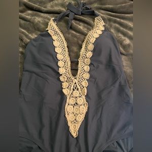 One Piece Plunge Neckline Bathing Suit